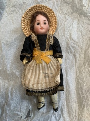 Antique Porcelain Bisque Mignonette Doll Regional French Costume