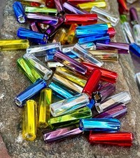 Jewel Tone Mix Twisted Bugle Glass Beads 10g Preciosa Czech Tubes GAR