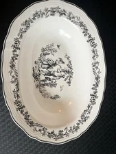 Tabletop Unlimited New England Toile Black Large Pasta Vegetable Bowl 14”