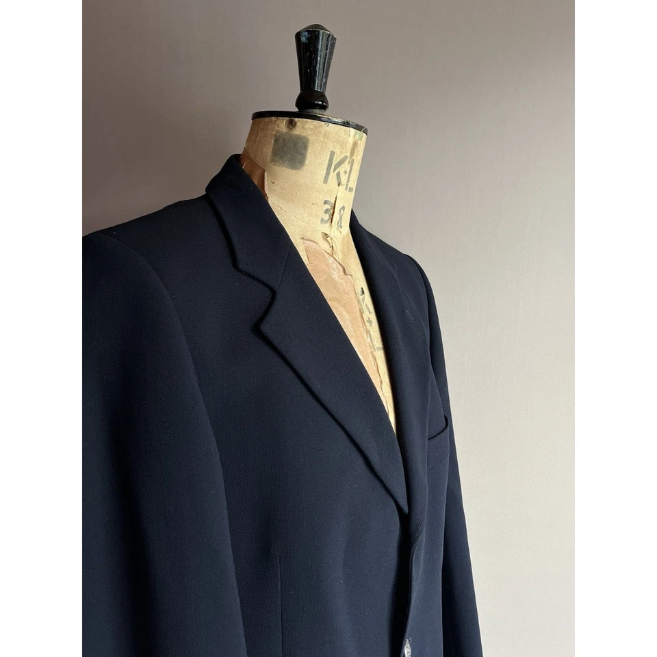 Hugo Boss Blazer Mens Size 40 Navy Wool Tailored Jacket - Image 2 of 4