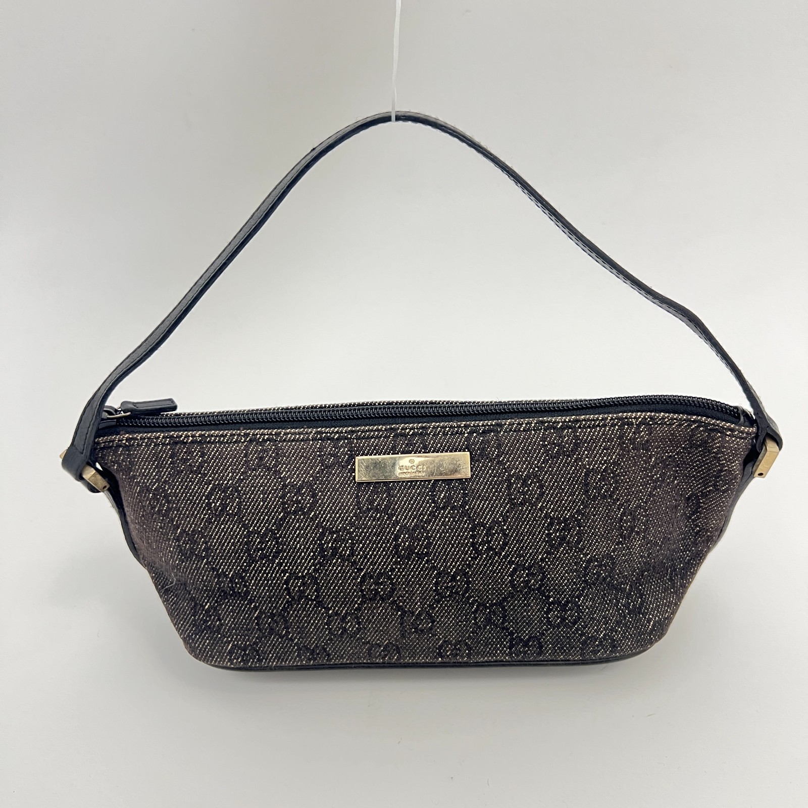 Gucci |Borsa originale Tom Ford epoca barca pochette GG monogramma tela grigio denim pelle