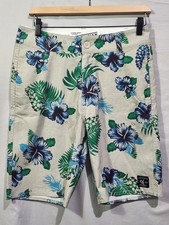 VANS Vanphibian Mens 28" Waist Floral Hibiscus Green Blue Boardshorts/Surf/Swim