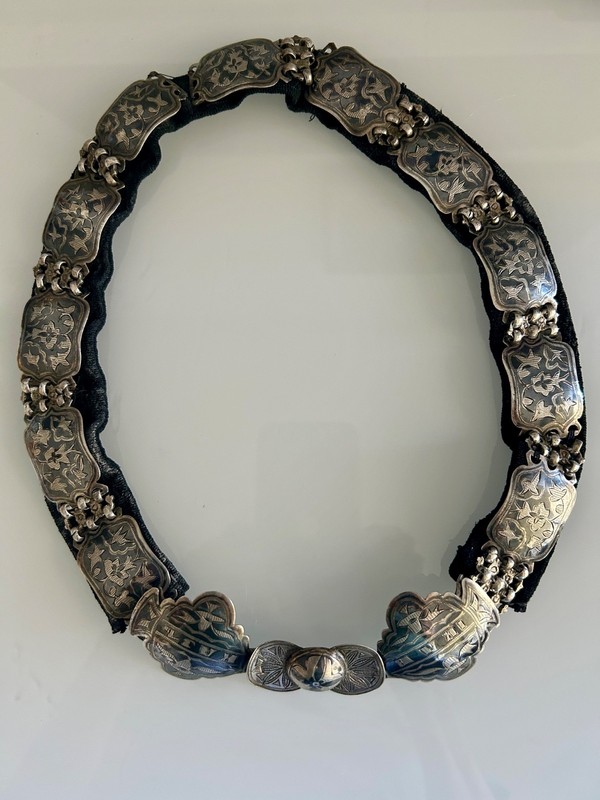 Rare Imperial Russian 84 Silver Niello Cossack Belt