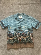 Vintage Ky’s Hawaiian Shirt Motorcycle Size L Aloha Short Sleeve Made in Hawaii