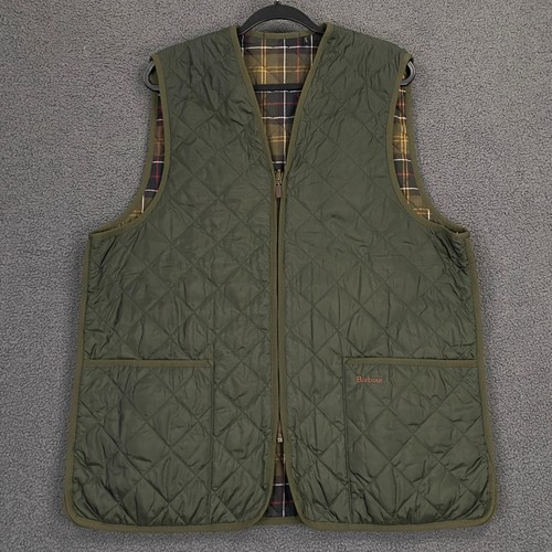 Barbour, Barbour Quilted Waistcoat Zip In Liner Vest Mens Large 44 Green Equestrian