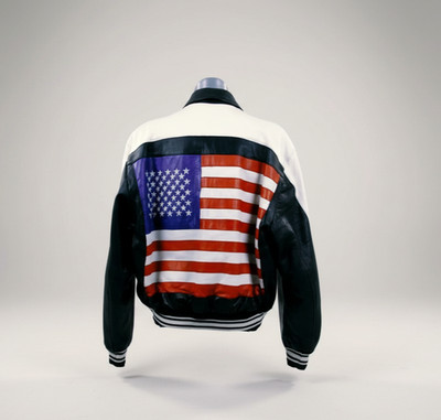 VINTAGE Pure80 Harrington/Bomber B.O.S Leder Bekleidung Stars And Stripes Flag M
