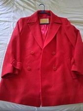Vintage Women's Pendleton 100 Pure Virgin Wool Red Pea Coat Style Red