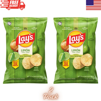 Lay s Limon Flavored Potato Chips 7.75 oz Crispy Tangy Snack Bags 2 Pack