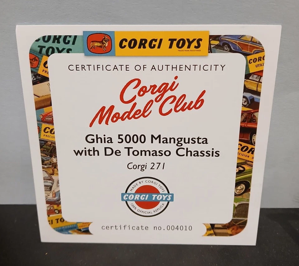 Corgi Toys Model Club 271 Ghia 5000 Mangusta Re Issue  - Image 4 of 4