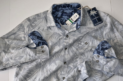 Tommy Bahama Shirt Canyon Beach Flannel Durango Palms Chip Grey LS New 4XLB