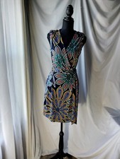 Banana Republic Sleeveless Paisley Wrap Dress Stretch Tie Multicolor