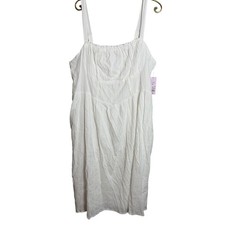 Wild Fable Women Dress White Square Neck Smocked Bodice Midi Cotton Blend XXL