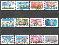 FRANCE 2015.BONNES VACANCES.SERIE COMPLETE DE 12 TIMBRES AUTOADHESIFS OBLITERES
