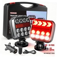 Wireless Trailer Lights, Magnetic Tow Lights, Rechargeable LED Wireless Black