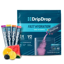 Drip Drop Electrolyte Powder Bold Variety Pack, 8oz Sticks, 32 Count