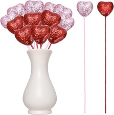 Glitter Heart Shaped Picks - 12 Pcs Red/Pink Puffy Foam for Decor  Crafts