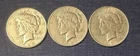 Lot of 3 — Peace Silver Dollars | 90% Silver | 1923, 1924, 1927