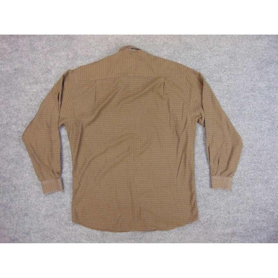 Camisa de barbero Scott para hombre mediana marrón a cuadros manga larga algodón con botones Foto 2 de 4