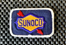 SUNOCO GAS OIL DARK BLUE EMBROIDERED SEW ON PATCH PETROLIANA 3" x 2"
