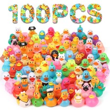 100 Pack Rubber Ducks in Bulk, Assorted Duckies for Jeeps Ducking, Rubber Duc...