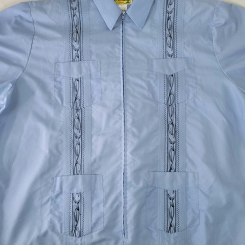Haband Guayabera Hemd Herren Gr. 3XL Blau Frontreißverschluss Kurzarm 4 Fronttaschen - Bild 5 von 11