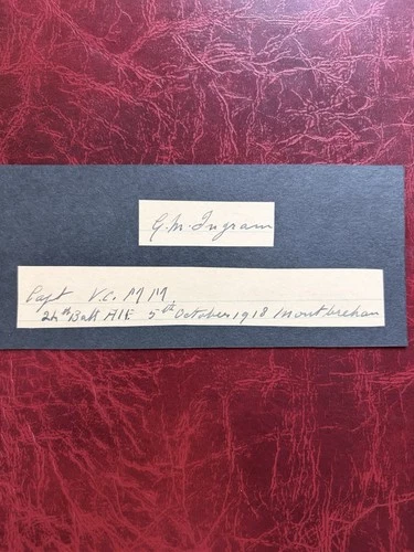 Captain George Ingram VC,MM. Australian Imperial Forces WW1 Autograph.