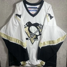 Vintage Y2K Pittsburgh Penguins White CCM Jersey Made in Canada 3XL 56 Mens