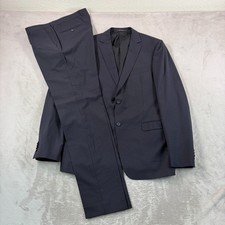 Ermenegildo Z Zegna Drop 8 Wool Suit 2 Piece Black Purple Plaid 42L Pants 36x34