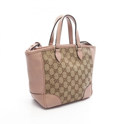 GUCCI GGモノグラム トートバッグ ベージュ Gucci Bree GG Canvas Tote Bag Leather Beige Tan Pink | eBay