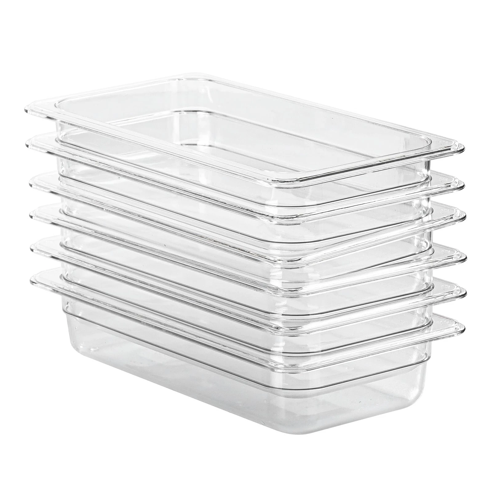 6-Pack 1/3 Size Food Pan 2.5 Inch Deep BPA Polycarbonate Food Storage Contain...