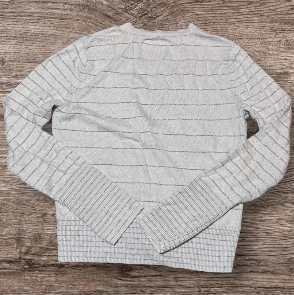 American Eagle Outfitters | Junior Talla M | Suéter Cárdigan Crema y Plateado Foto 2 de 4
