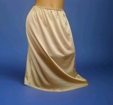 Vintage ADONNA Half Slip Skirt BEIGE SATIN Nylon Antron Lingerie LARGE