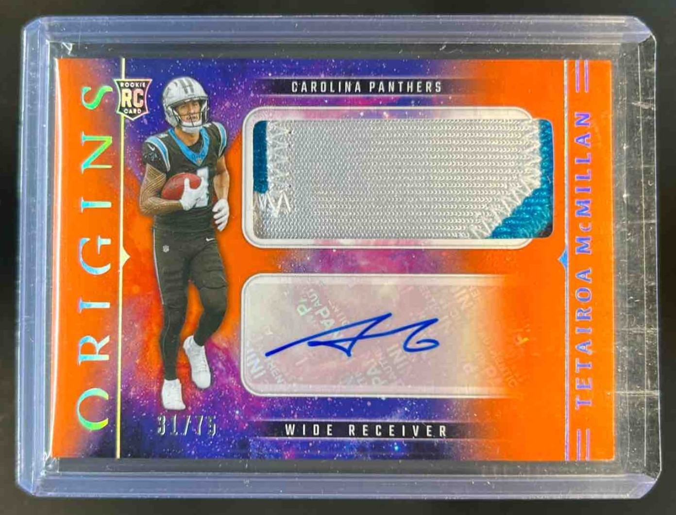 2025 Origins Tetairoa McMillan Rookie Jumbo Jersey Patch Auto Orange RC #31/75