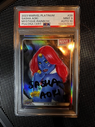 SASHA AOKI AUTO 10 MYSTIQUE 2023 Upper Deck UD Marvel Platinum RAINBOW Card PWE
