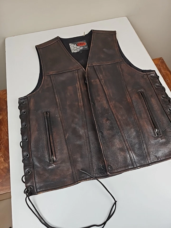 First Classics Leather Vest Jacket Style FIM619CV Concealed Carry Brown Mens LG - Image 2 of 4