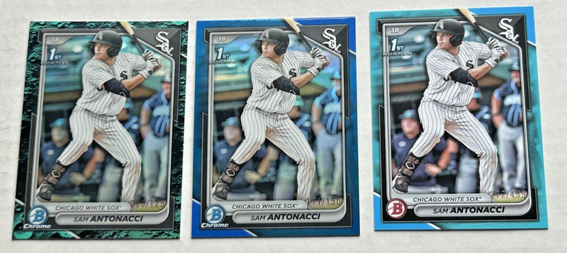 2024 Bowman Draft Sam Antonacci 1st Lot - Blue Refractor /150 White Sox + /125 +