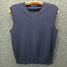 Polo Ralph Lauren Sweater Vest Men  s Large Navy Blue V-Neck 100 Pima Cotton