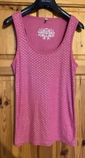 Denim Co Racerback Vest Top Size 18 Hot Pink With Silver Polka Dots