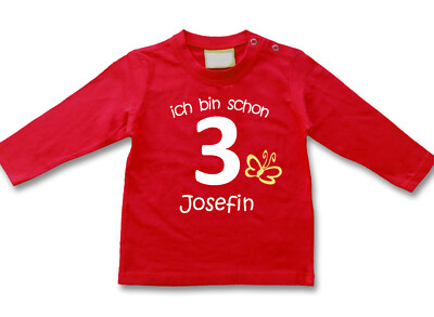 LA Geburtstagsshirt ich bin schon 3 mit Wunschnamen WAHL Motiv Größe  ROT  Neu
