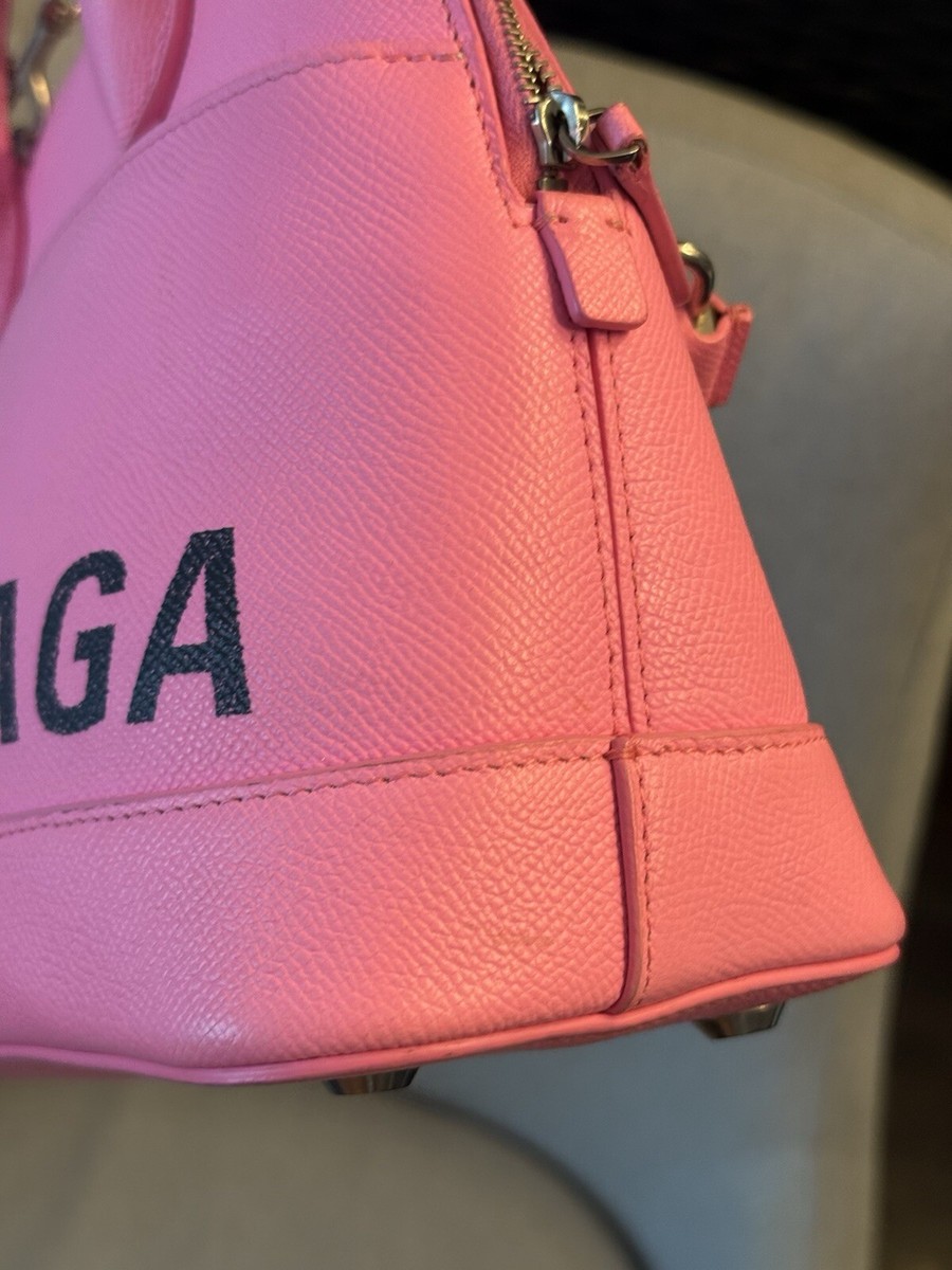 Balenciaga Ville Pink Stamped With Logo Calfskin Leather Large | eBay