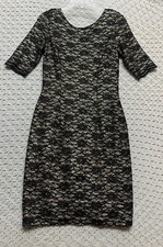 Eliza J Dress Sz 6 Women Black Lace Floral Gold Glitter Cocktail Party Metallic