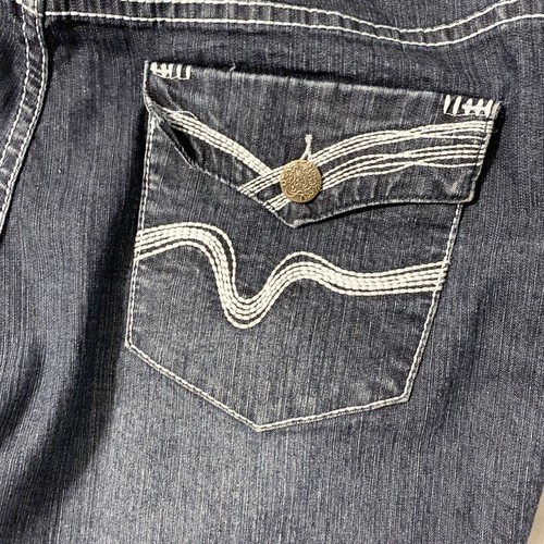 Crest Jeans Women 16 Dark Blue White Stitch Skinny High Rise Stretch Ramie Blend - Picture 19 of 21