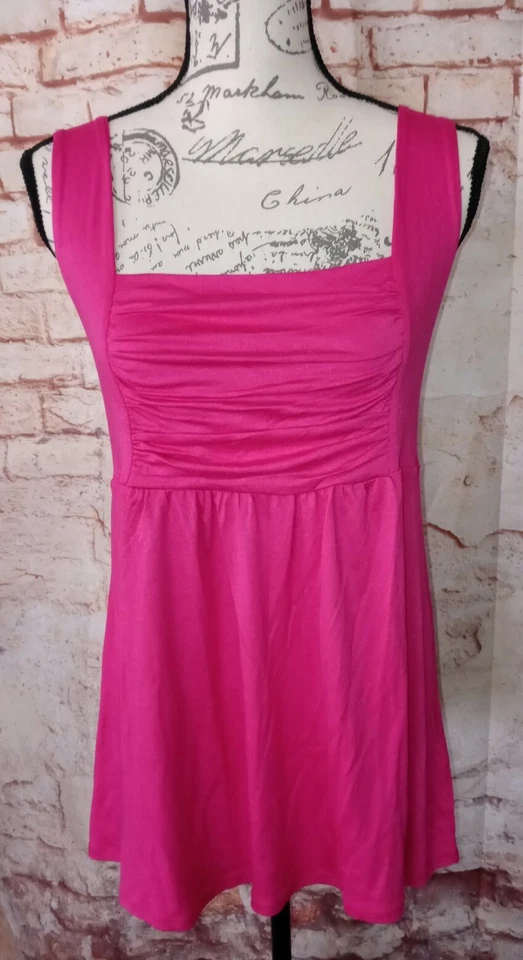 Boston Proper Top S Pink Stretch Rayon Babydoll Tank Shirt Blouse Women's Small - Image 2 of 4