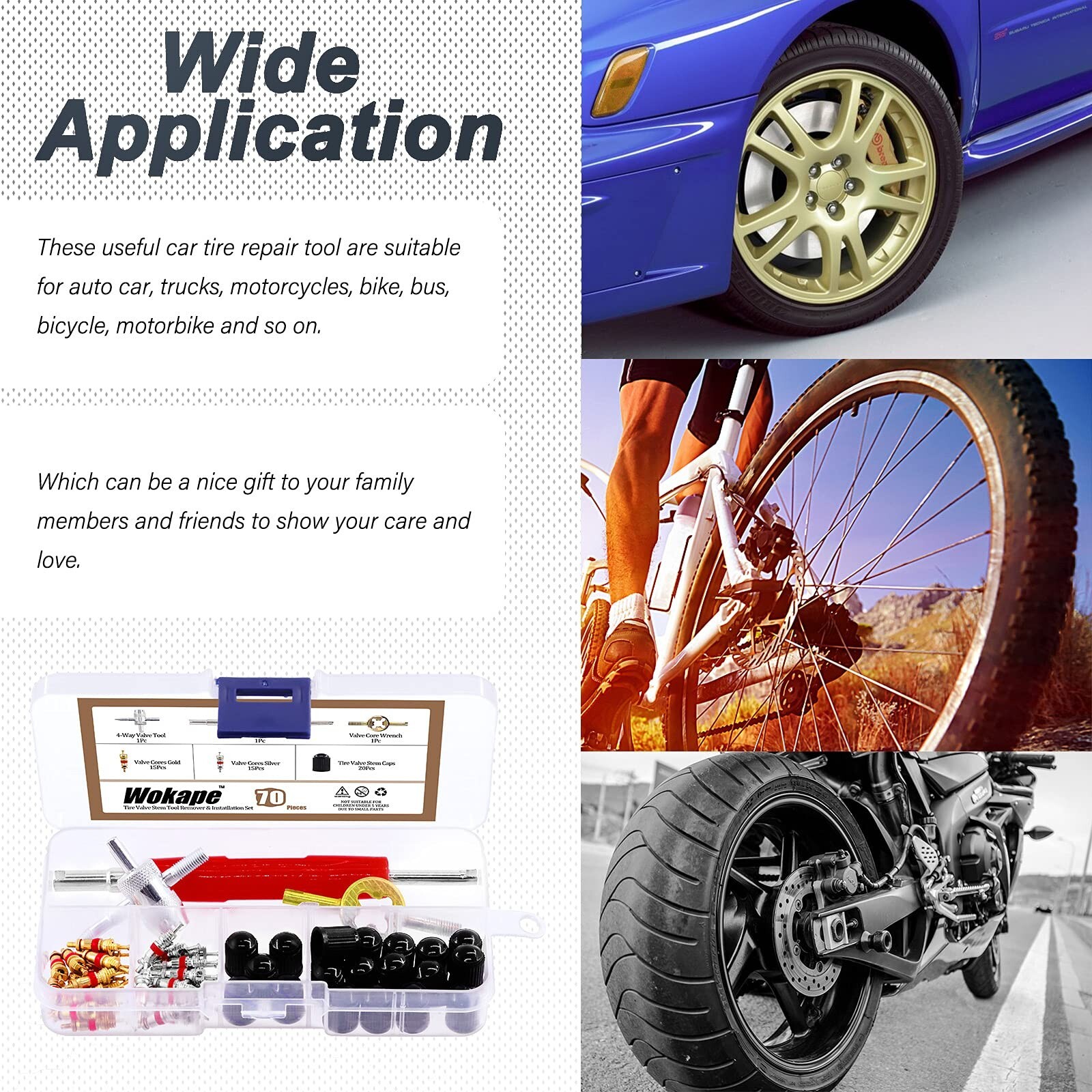 70Pcs Tire Patch Kit Heavy Duty, Tire Roller, Liner Scraper, Rubber... Fast Ship