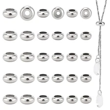 PH PandaHall 304 Stainless Steel Slider Beads 30pcs Stopper Beads 7mm 8mm 10m...