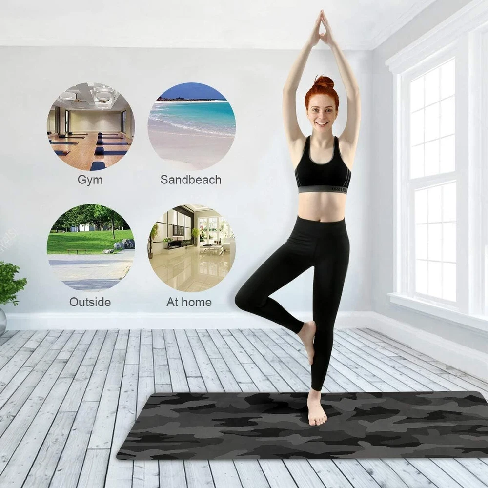 Eco-Friendly Charcoal Black Grey Camo Yoga Mat 70.8x26 Inch for Fitness Eco-Friendly Charcoal Black Grey Camo Yoga Mat 70.8x26 Inch for Fitness