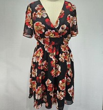 Madewell A-Line Dress Women's Sz 4 Floral Sleeve In French Rose Chiffon Back Zip