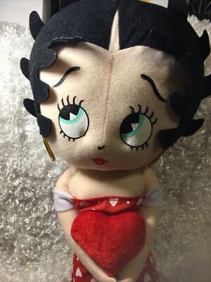 Plush Valentine's Betty Boop Holding Heart/Heart Dress~18” Tall