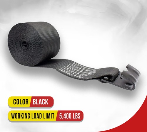 (20 Pack) 4"x30' Winch Straps w/flat Hook - Black Flatbed Tie Down Strap - Picture 3 of 12