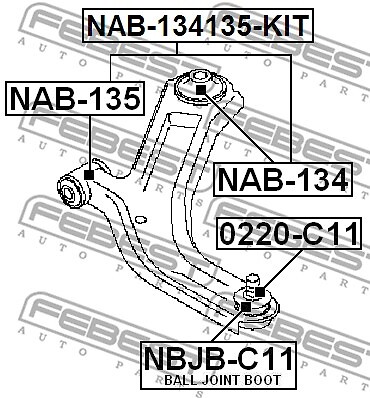 NAB-135 FEBEST Control Arm-/Trailing Arm Bush for ,NISSAN,NISSAN (DFAC),NISSAN (